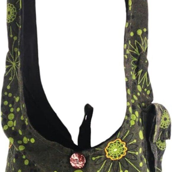 Handmade Cotton Jacquard Crossbody Bag, Large Size, Top Zip Closure, Embroidered - Picture 1 of 6